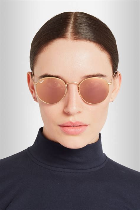 gold sunglasses round|ray ban round sunglasses gold.